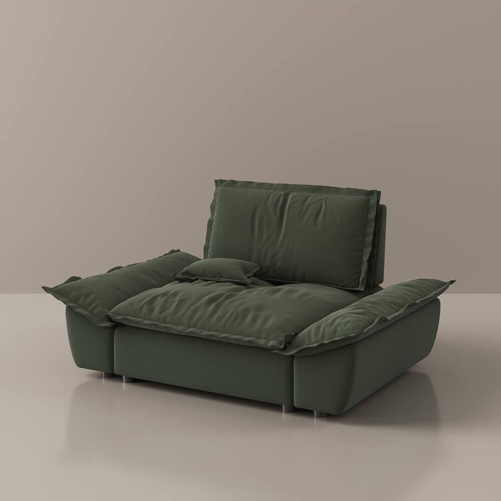 Alt View 10. POVISON - 63.39" Modern Green Pet-Friendly Single Sofa Chair with Adjustable Backrest - Green Suede Fabric.