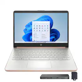 HP - Stream 14" HD Business Laptop,Intel Celeron N4120,4GB RAM,64GB eMMC+160GB Dock Set,1 Year Office 365 ,Win 11 - Gold
