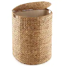 Casafield - Half Moon Laundry Hamper Basket w/ Lid and Removable Liner for Clothes - Natural