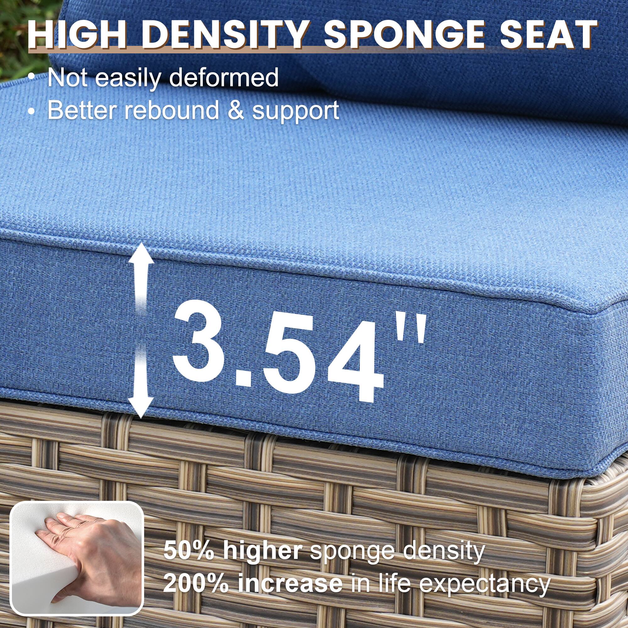 HIGH DENSITY SPONGE SEAT  
- Not easily deformed  
- Better rebound & support  

3.54"  

50% higher sponge density  
200% increase in life expectancy