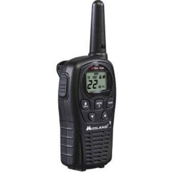 Left. Midland - Midland LXT500VP3 Two way Radio  22 GMRS/FRS Channels, Keypad Lock, Water Resistant  Black, 2/Each - Black.