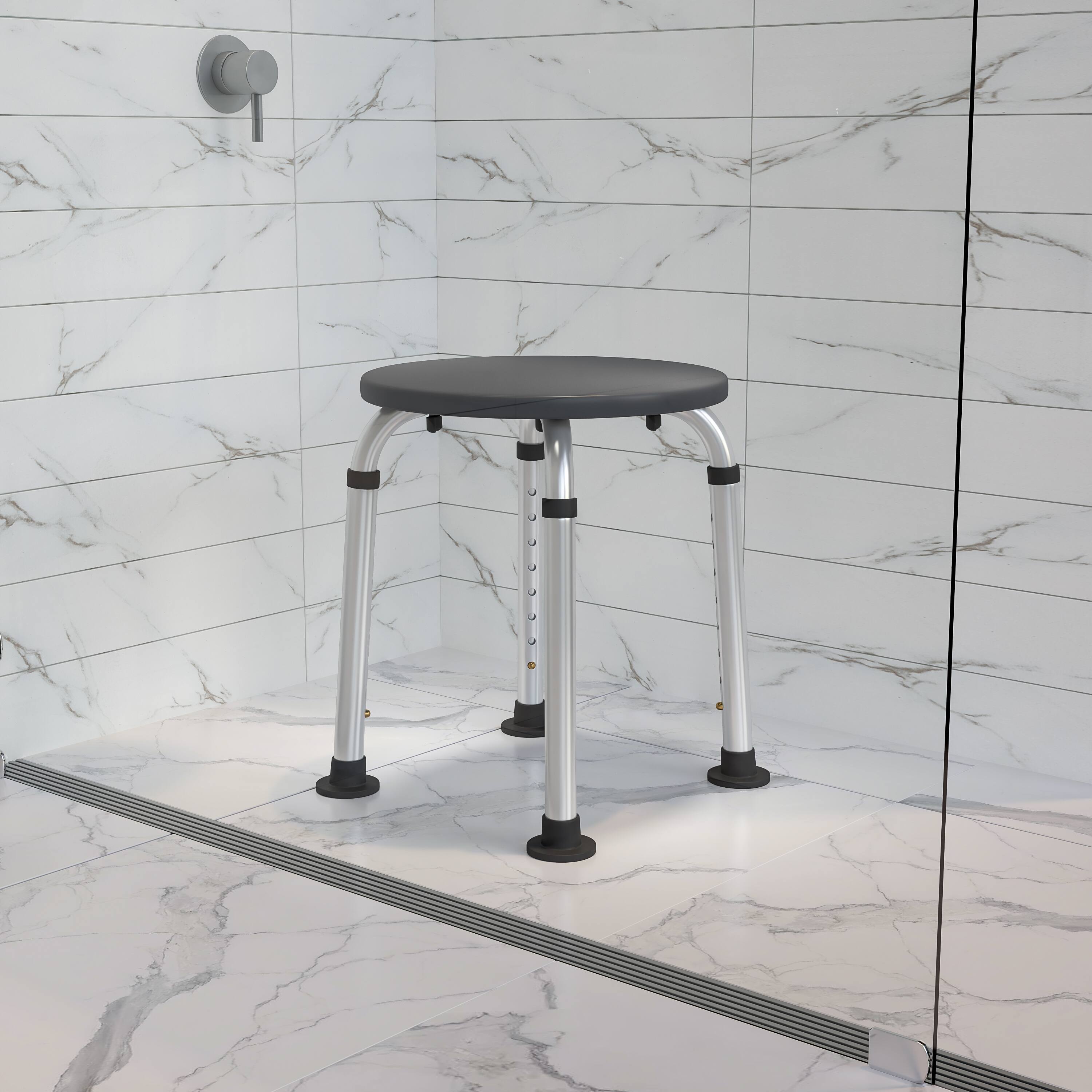 Alt View 1. Emma + Oliver - Tool-Free 300 Lb. Capacity, Adjustable Bath & Shower Stool - Gray.