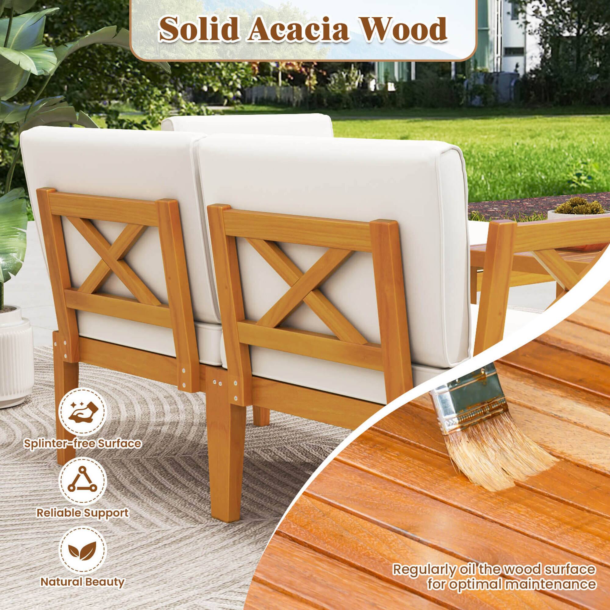 Solid Acacia Wood Splinter-free free Surface Reliable Support Natural Beauty Regularly oil the wood surface for optimal maintenance