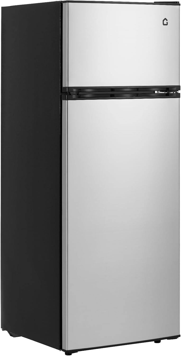 Front. Homhougo - 7.5 Cu Ft Refrigerator with Freezer, Double Door Fridge for Apartment - Silver.
