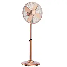 Loheer - 16-Inch High Velocity Pedestal Fan, 1450 CFM Industrial Standing Fan, 3-Speed Oscillating Metal Fan, Copper