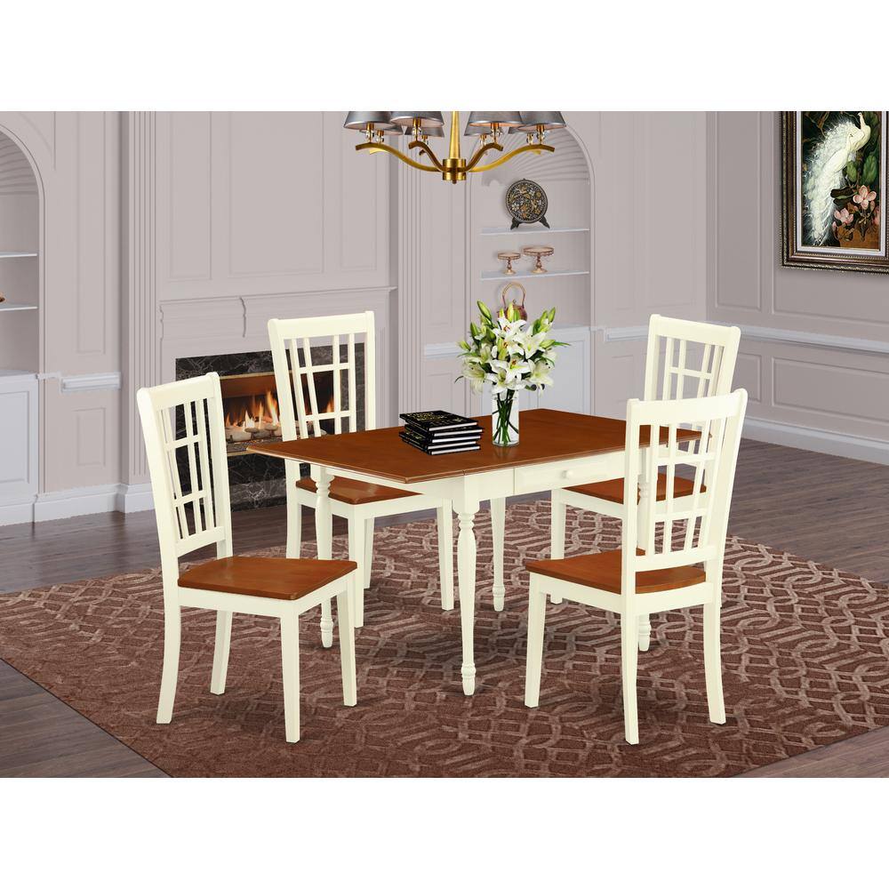 Left. East West Furniture - Dining Room Set Buttermilk & Cherry - Brown.