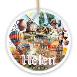 OrnamentallyYou - Artistically Vibrant Helen Town Christmas Ornament Georgia Bavarian-style Village Souvenir - Multi-colored