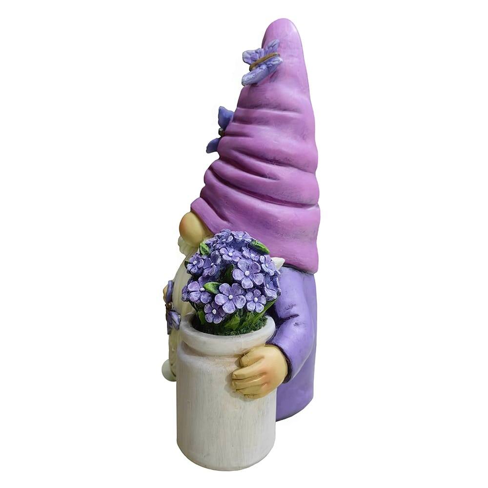 Back. OrnamentallyYou - Garden Grace Lavender Gnome Figurine, 10"  Purple Home Decor Statue with Butterflies and Flowers - Lavender.