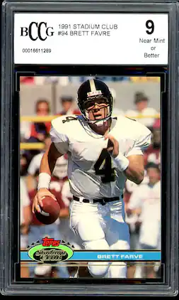 Brett Favre Rookie Card 1991 Topps Stadium Club #94 BGS BCCG 9