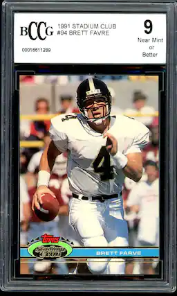 1991 STADIUM CLUB BCCG #94 BRETT FAVRE 00016611289 9 Near Mint or Better 4 taPpS Stadium CLUB BRETT FARVE