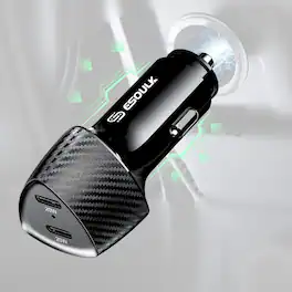 Esoulk - Dual USB-C 40W (20W+20W) Car Charger Adapter For Samsung iPhone iPad Universal - Black
