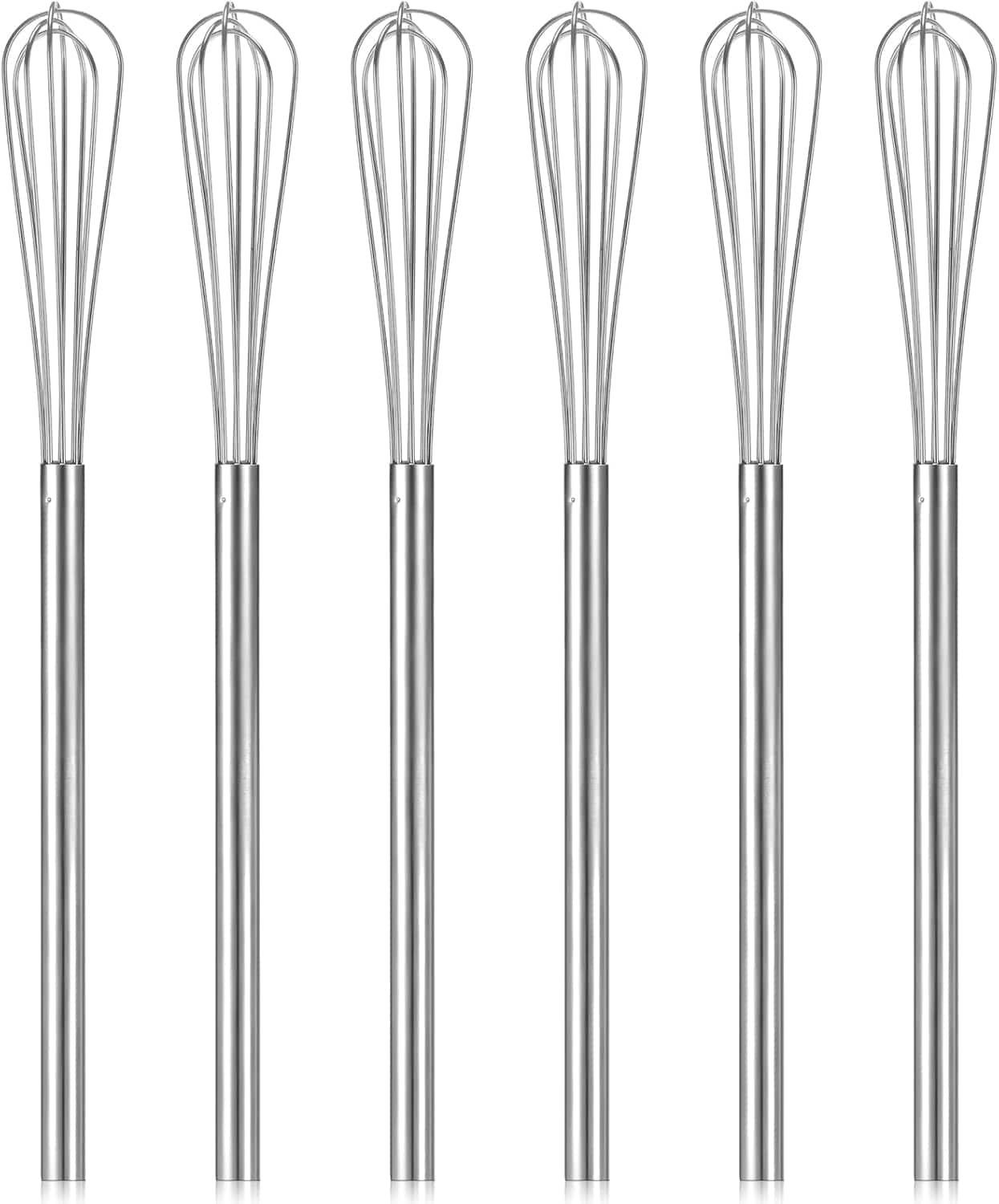 RTMB - 6-Pc Stainless Steel Mini Whisk Set, 10.2" Long-Handle Egg Beaters - Silver