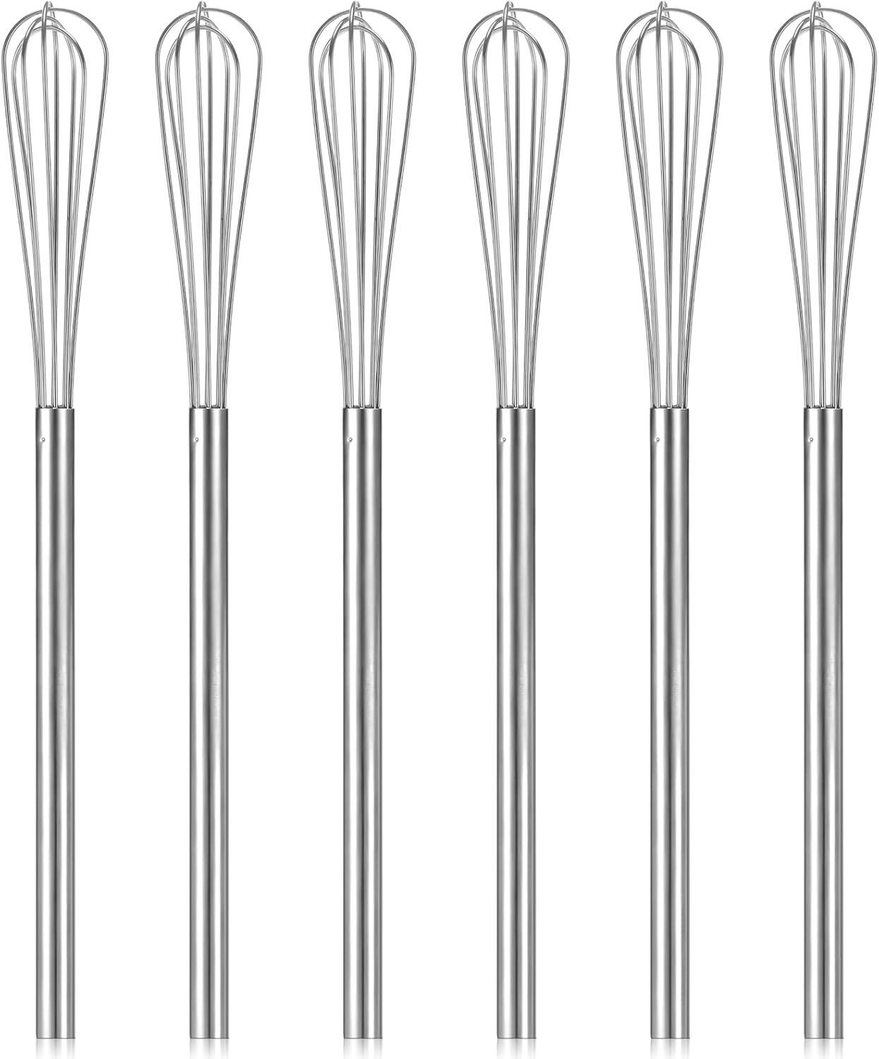 RTMB - 6-Pc Stainless Steel Mini Whisk Set, 10.2" Long-Handle Egg Beaters - Silver