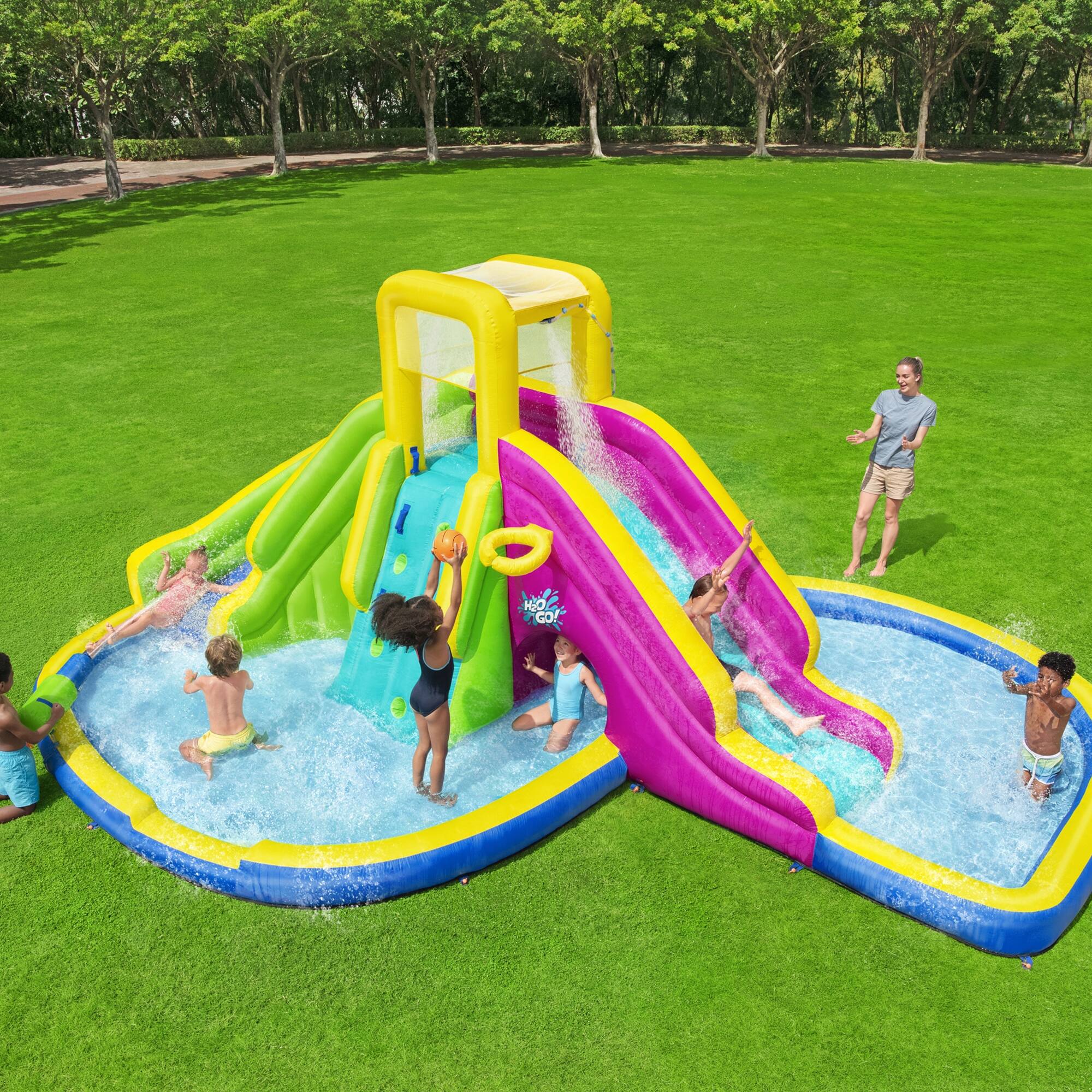 Alt View 2. Bestway - Bestway H2OGO! Funfinity Splash Kids Inflatable Mega Water Park with Air Blower - Multicolor.