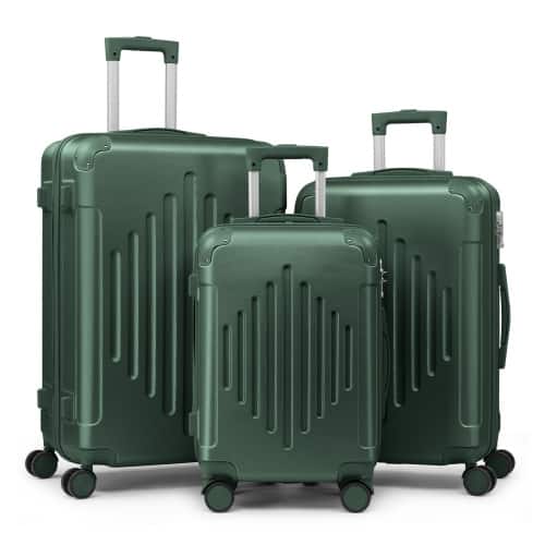 Front. Winado - 3 Piece 20" 24" 28" Carry On Luggage Set Spinner Wheels Trolley Hardside Suitcase Sets with TSA Lock for Travel Business - Dark Green.
