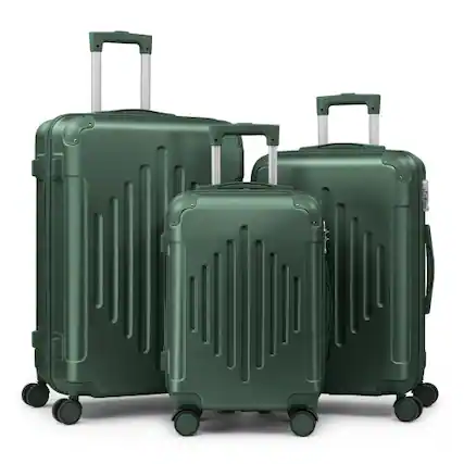 Front. Winado - 3 Piece 20" 24" 28" Carry On Luggage Set Spinner Wheels Trolley Hardside Suitcase Sets with TSA Lock for Travel Business - Dark Green.