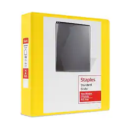 Staples - 2" 3-Ring View Binder, D-Ring - Yellow