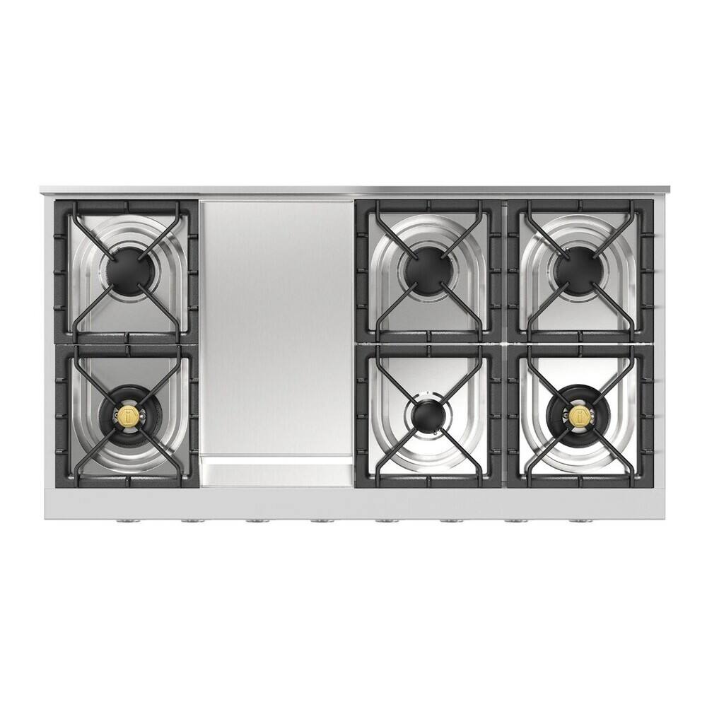 Alt View 3. ILVE - ILVE Professional Plus II Series 48 in. Gas Rangetop with 8 Sealed Burners + Griddle (Natural Gas, Satin Trim) - Stainless Steel.