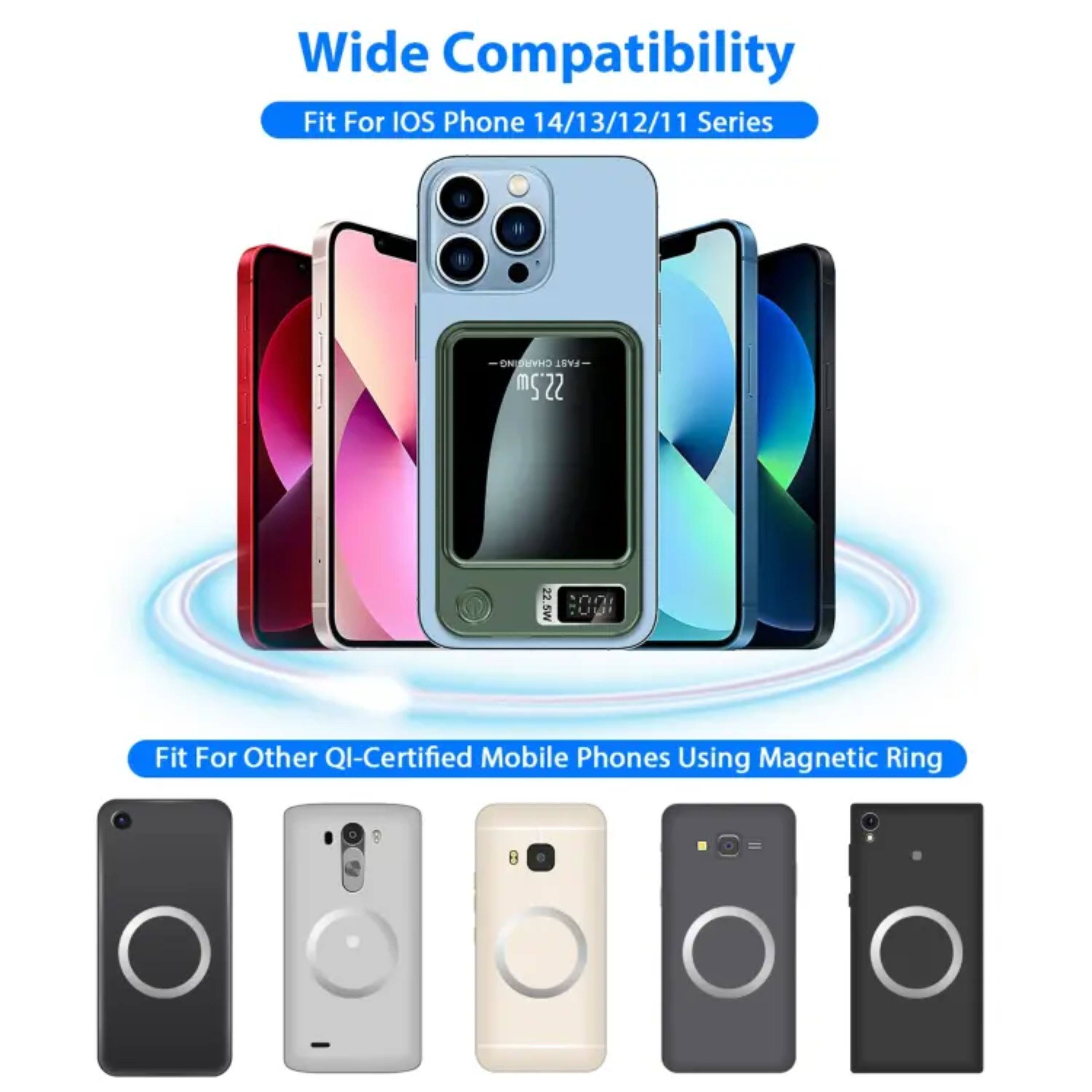 Wide Compatibility  
Fit For iOS Phone 14/13/12/11 Series  
Fit For Other QI-Certified Mobile Phones Using Magnetic Ring