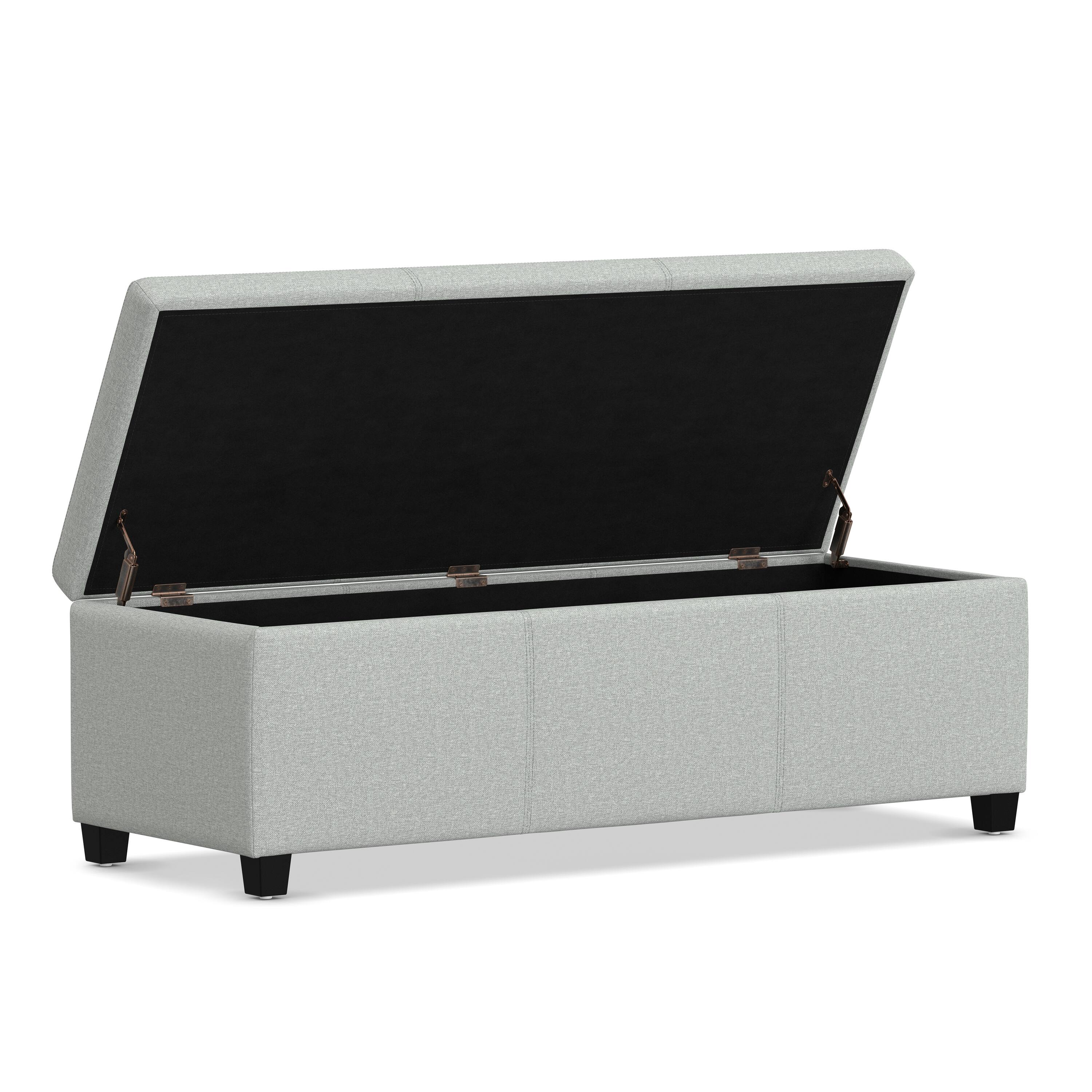 Back. Simpli Home - Avalon Storage Ottoman Bench - Light Stone Grey.