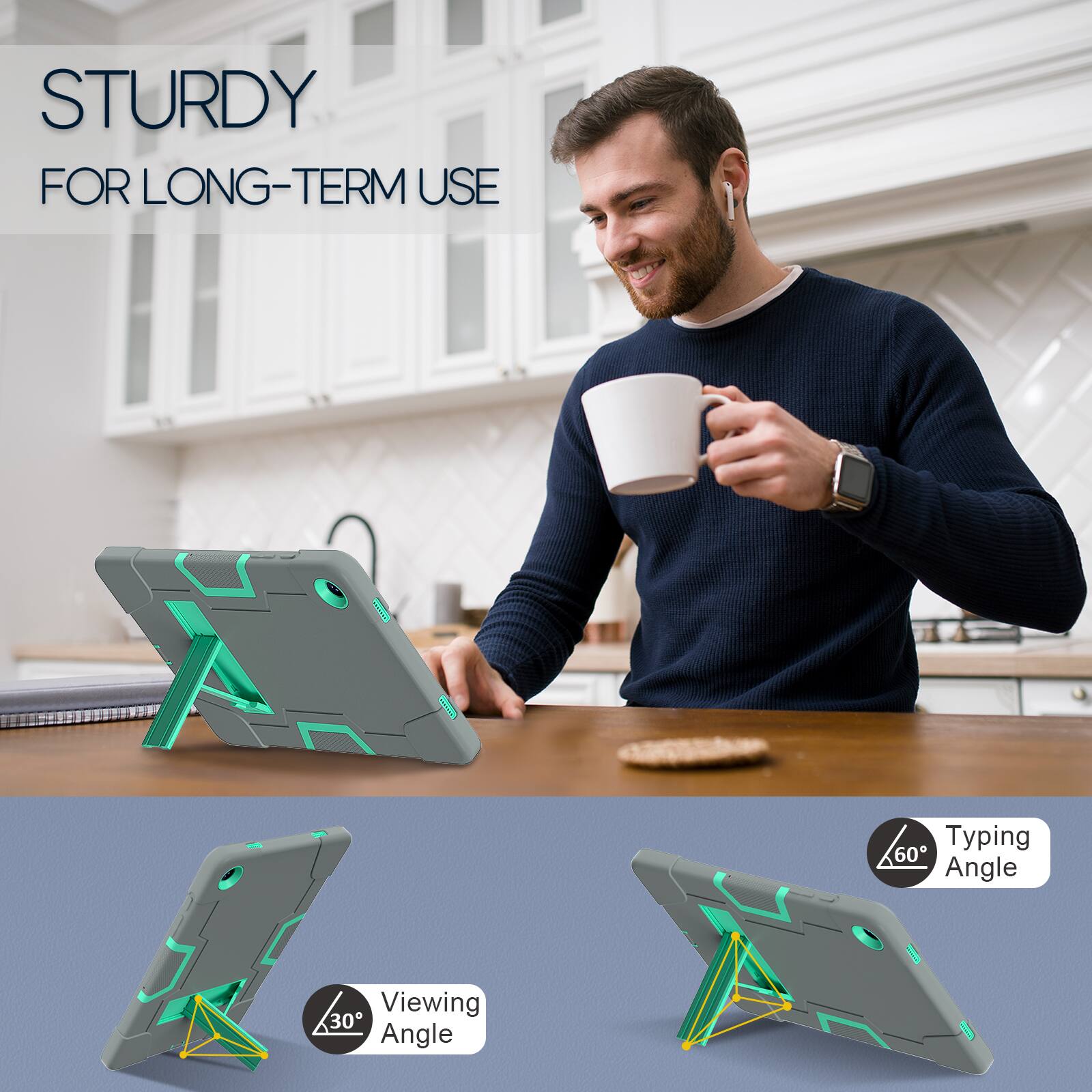 STURDY FOR LONG-TERM USE

Typing 60° Angle

Viewing 30° Angle