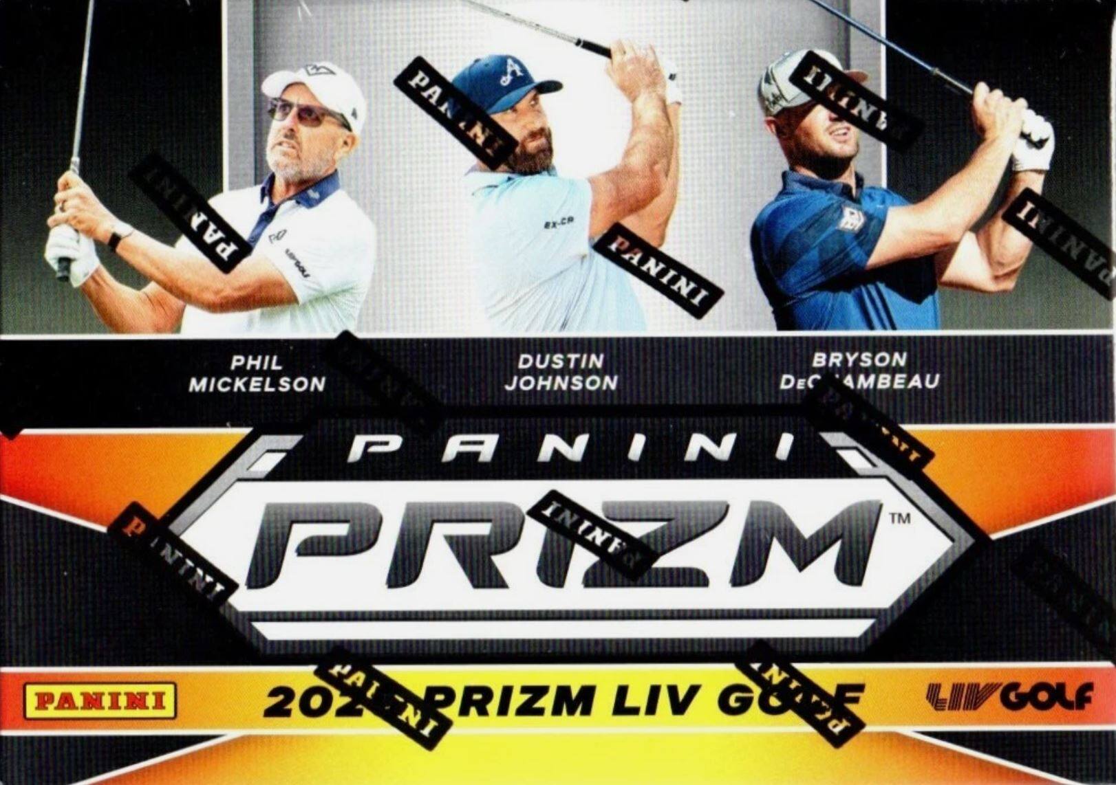 PANINI PRIZM  
2021 PRIZM LIV GOLF  

PHIL MICKELSON  
DUSTIN JOHNSON  
BRYSON DECHAMBEAU  

PANINI  
PRIZM  
LIV GOLF