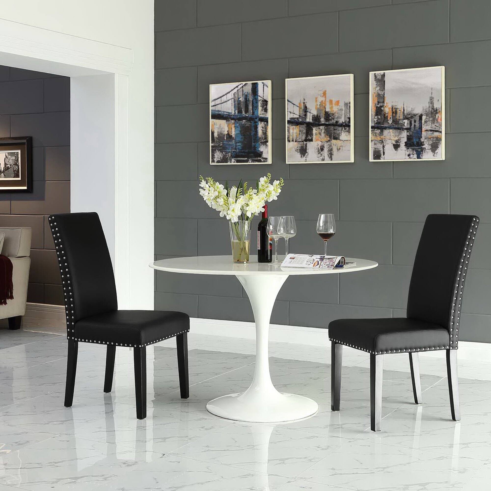 Alt View 1. Modway - Parcel Vinyl Dining Side Chair Set of 2 by Modway - Black.
