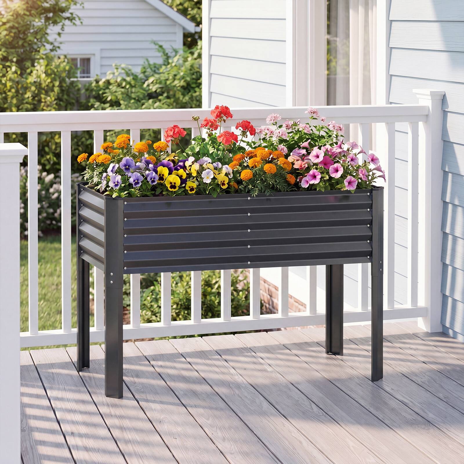 Alt View 1. Costway - Costway 1 PCS Galvanized Raised Garden Bed with Legs, Metal Elevated Planter Box for Vegetables - Gray.