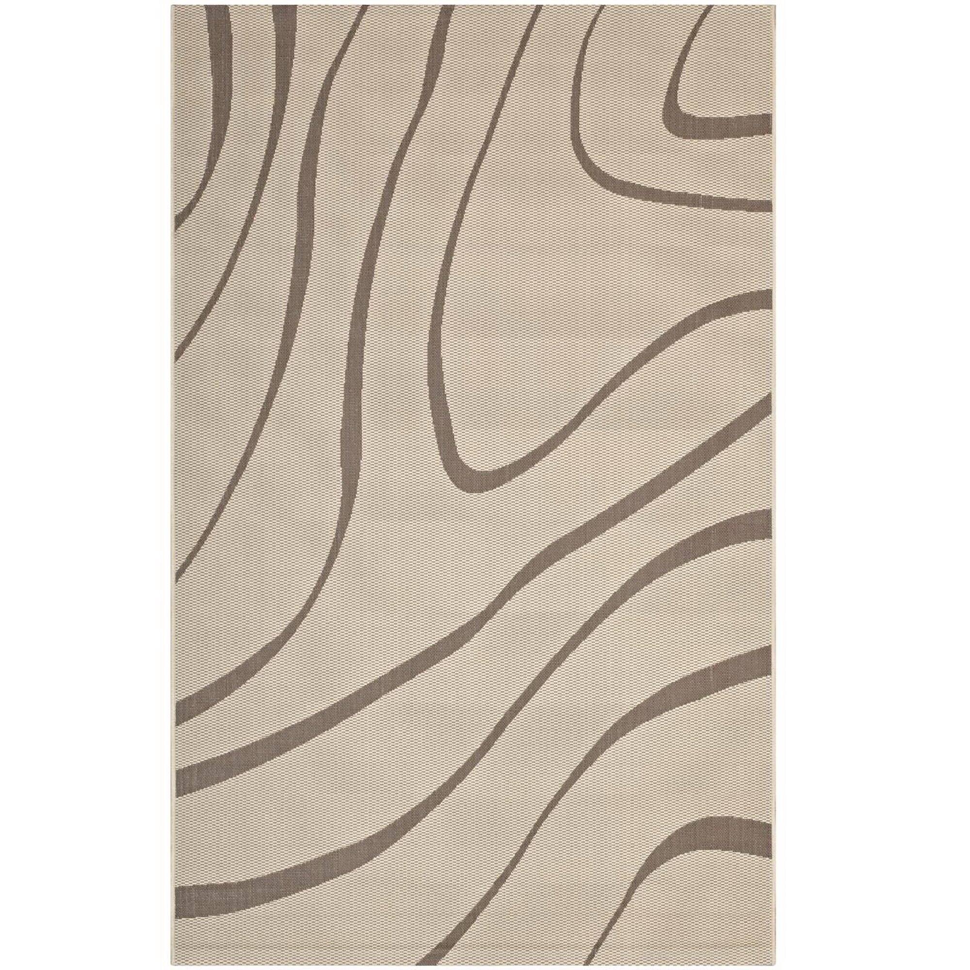 Angle. Modway - Surge Swirl Abstract Indoor and Outdoor Area Rug - Light and Dark Beige.