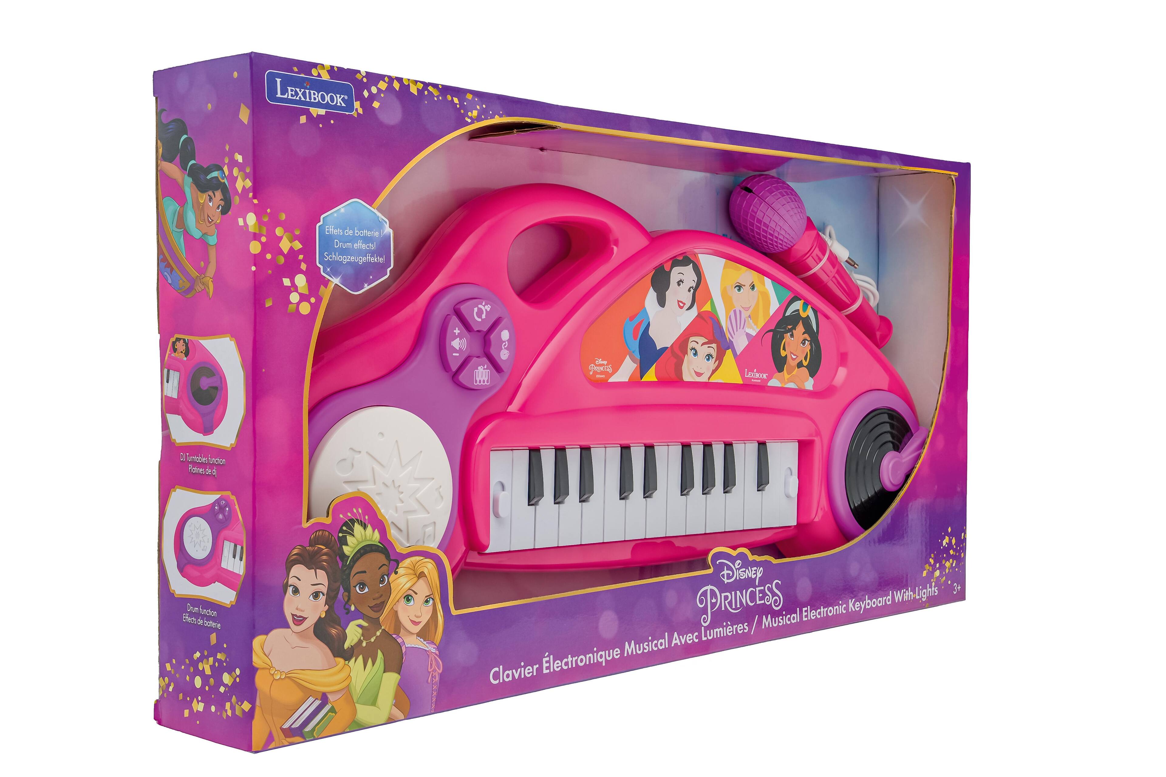 LEXIBOOK  
Effets de batterie Drum effects! Schlagzeugeffekte!  
C  
GRODUCTS  
Lexisoc  
DA Turntables function Plaines de d A  
Drym funcion Effects de botterie  
Disney 3+ PRINCESS Keyboard With-Lights Musical Electronic Lumires / Musical Avec Clavier lectronique