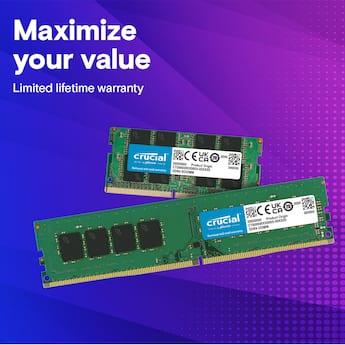 Crucial 64GB Kit (2x32GB) DDR4 3200MHz C22 SODIMM Laptop Memory Crucial 64GB Kit (2x32GB) DDR4 3200MHz C22 SODIMM Laptop Memory