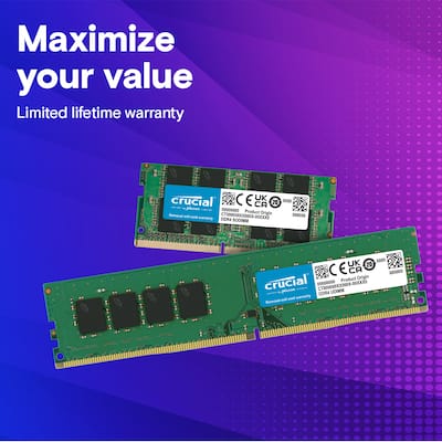 Crucial 64GB Kit (2x32GB) DDR4 3200MHz C22 SODIMM Laptop Memory Crucial 64GB Kit (2x32GB) DDR4 3200MHz C22 SODIMM Laptop Memory