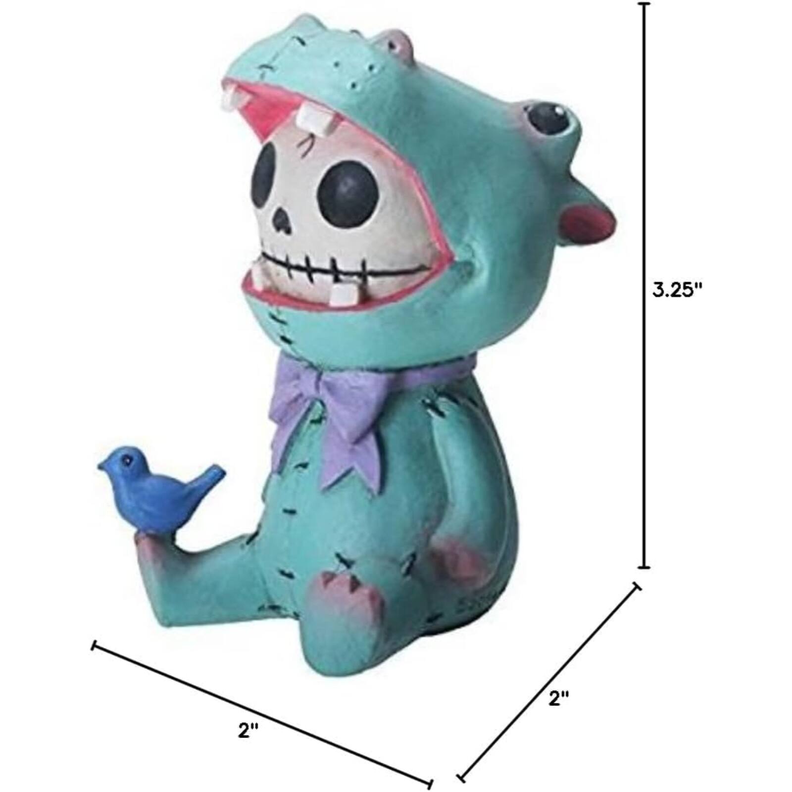 Angle. Pacific Trading - Furrybones Hippolito Skeleton in Hippopotamus Hippo Costume Figurine Statuette - Green.