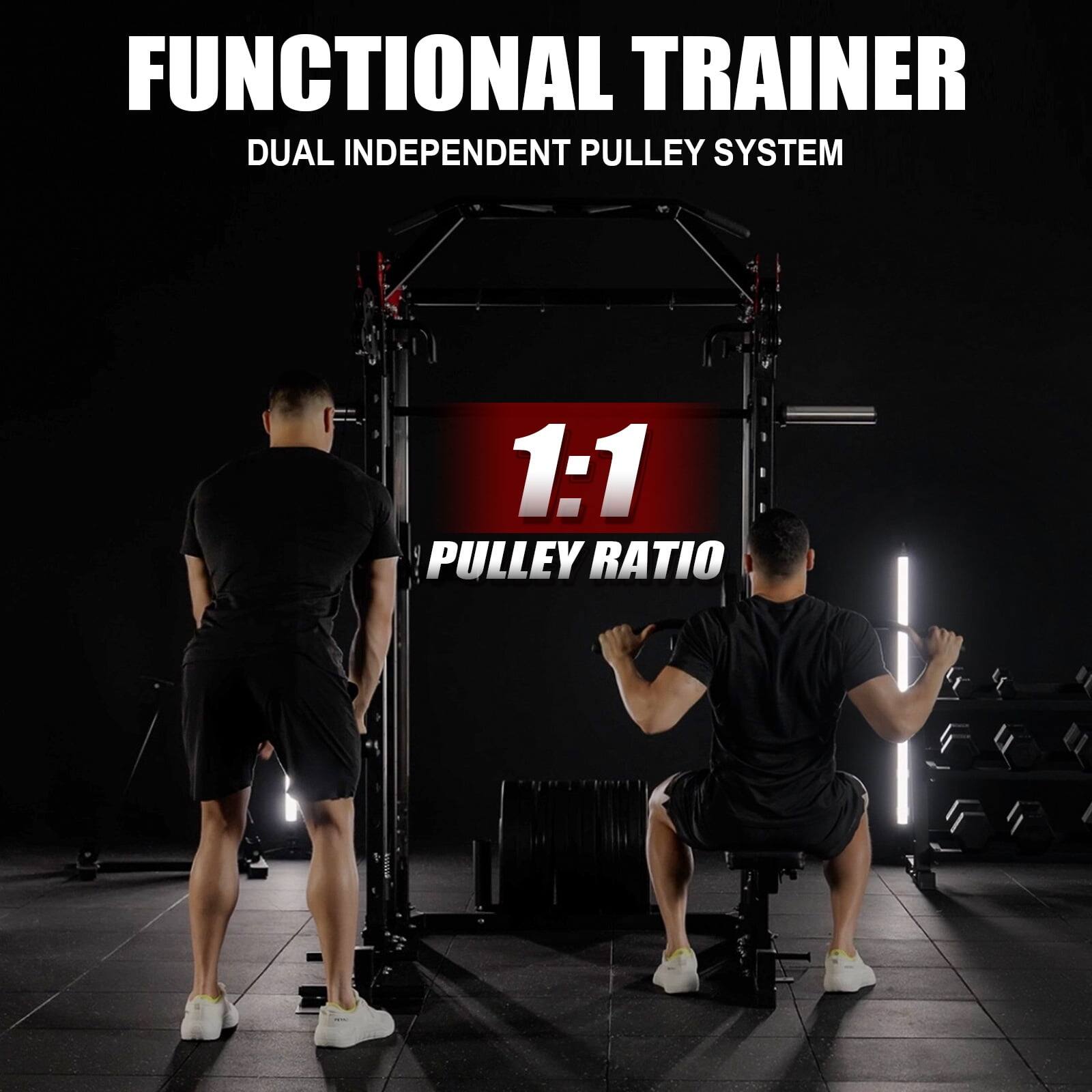 FUNCTIONAL TRAINER
DUAL INDEPENDENT PULLEY SYSTEM
1:1 PULLEY RATIO
