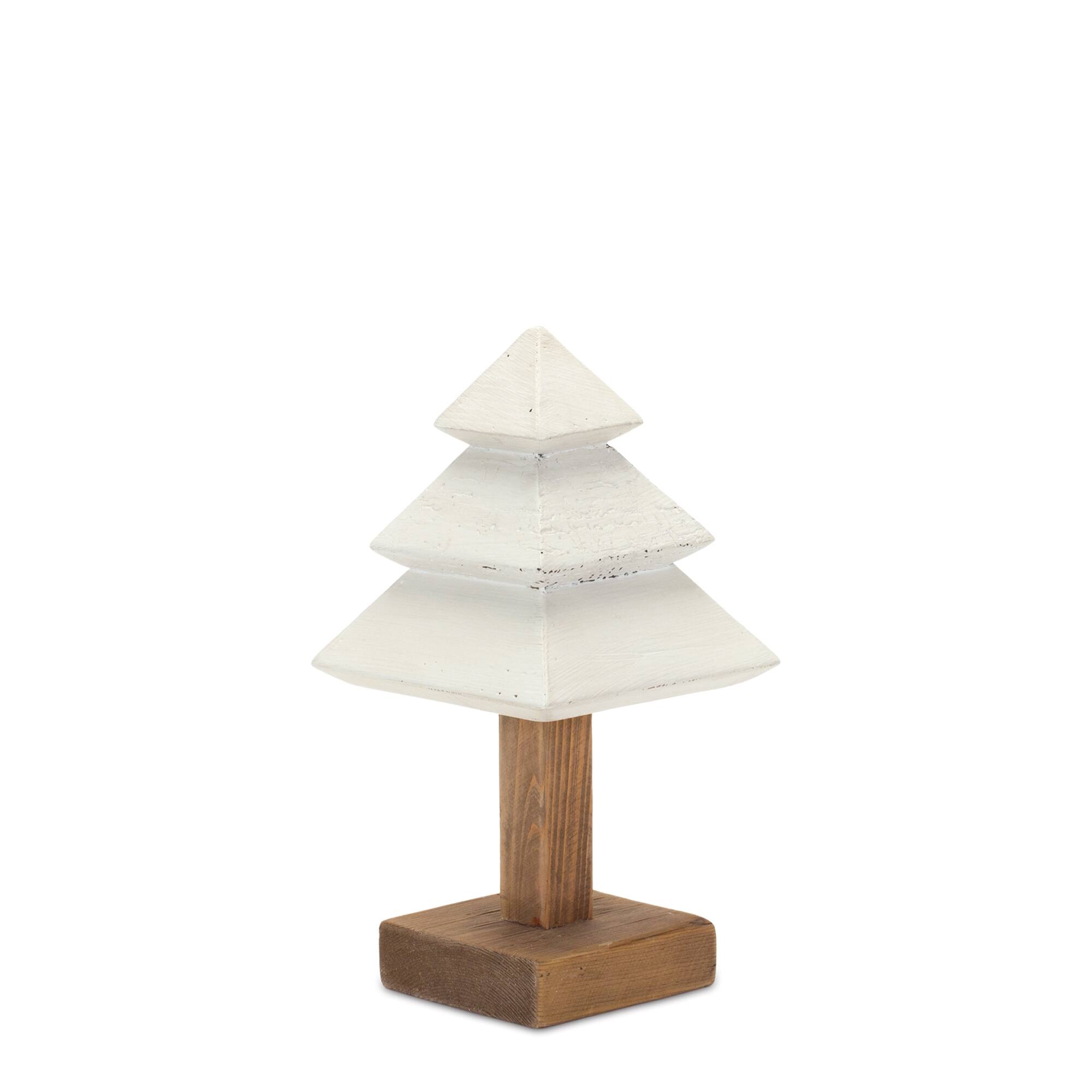 Back. BreeBe - Tiered Wood Pine Tree (Set of 2) - White, Brown.