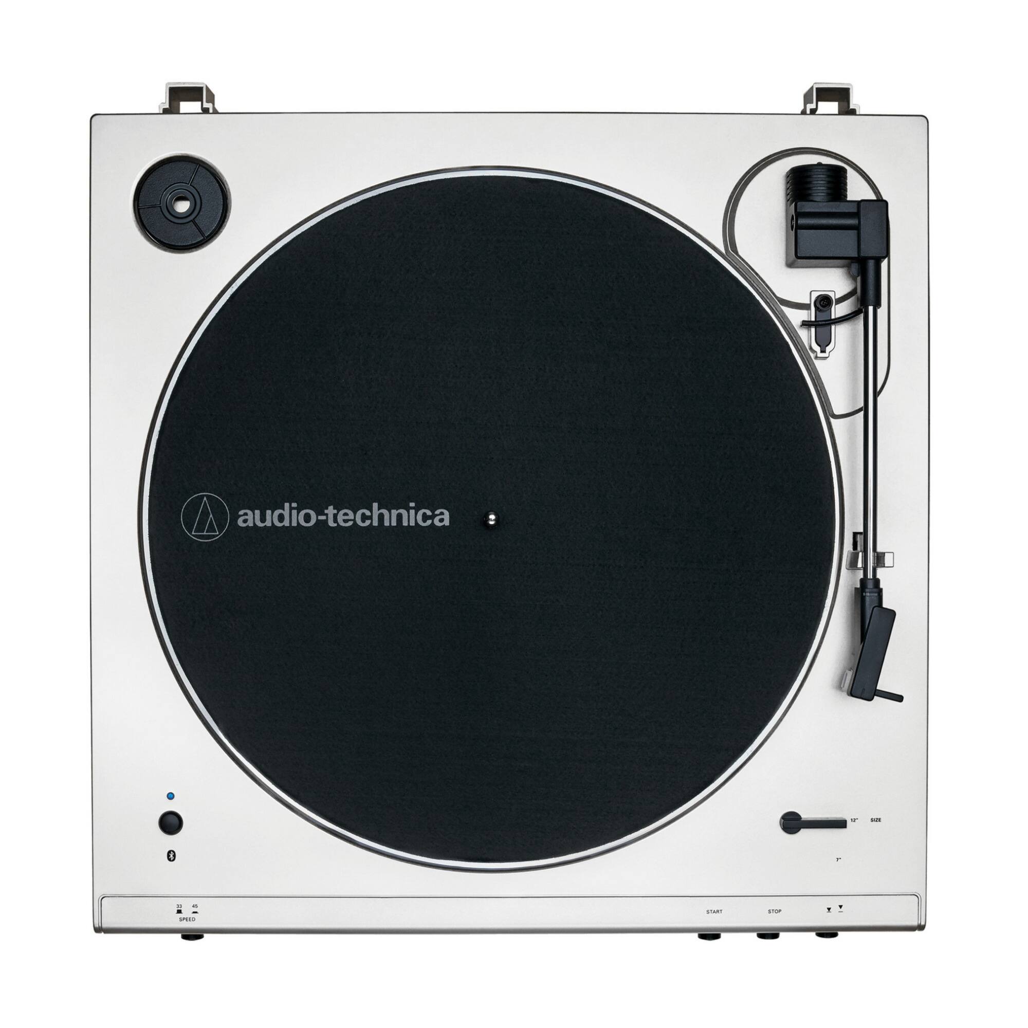 Left. Audio-Technica - Audio-Technica AT-LP60XBT Fully Automatic Belt-Drive Stereo Turntable with Bluetooth - White.