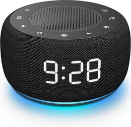 FINEAK - Sound Machine & Alarm Clock 2-in-1, Precise 30-Level Volume White Noise Machine - Black