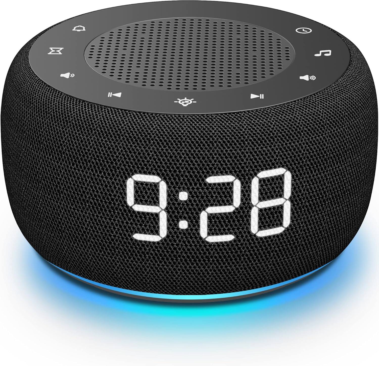 Front. FINEAK - Sound Machine & Alarm Clock 2-in-1, Precise 30-Level Volume White Noise Machine - Black.