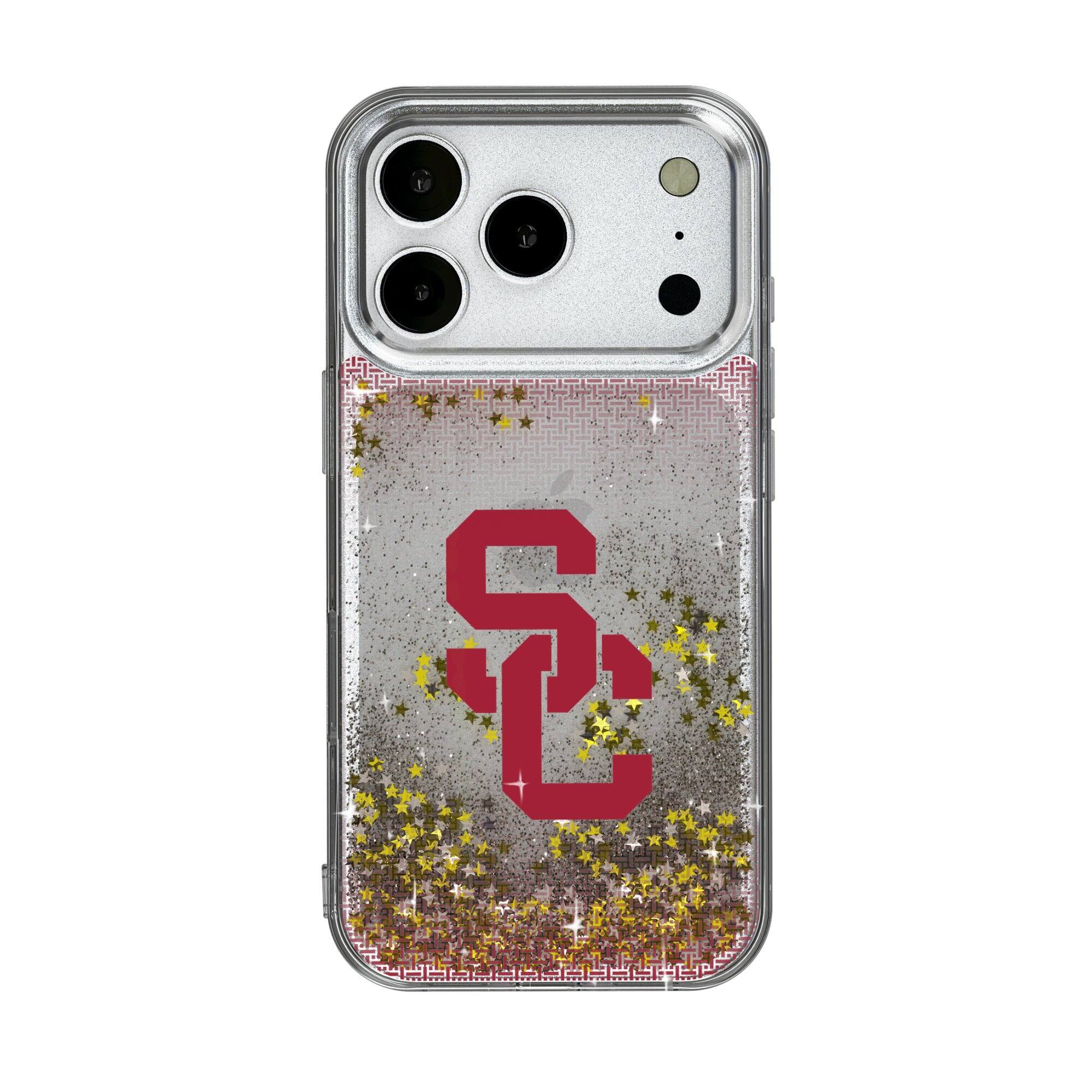 Keyscaper - NCAA - USC Trojans Linen Logo iPhone Glitter Case - 15 - Multicolor