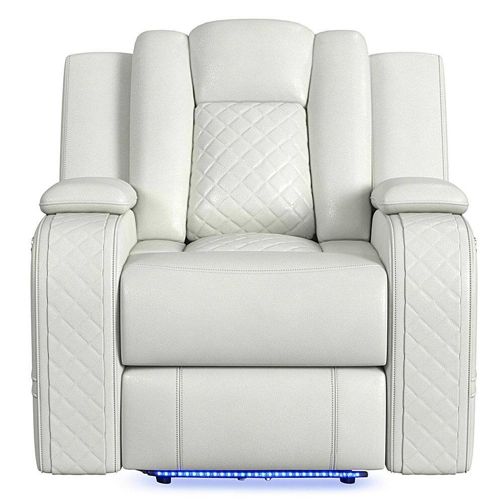 Angle. Elements - Carlo Power Motion Recliner with Power Headrest - Pebble Oyster.