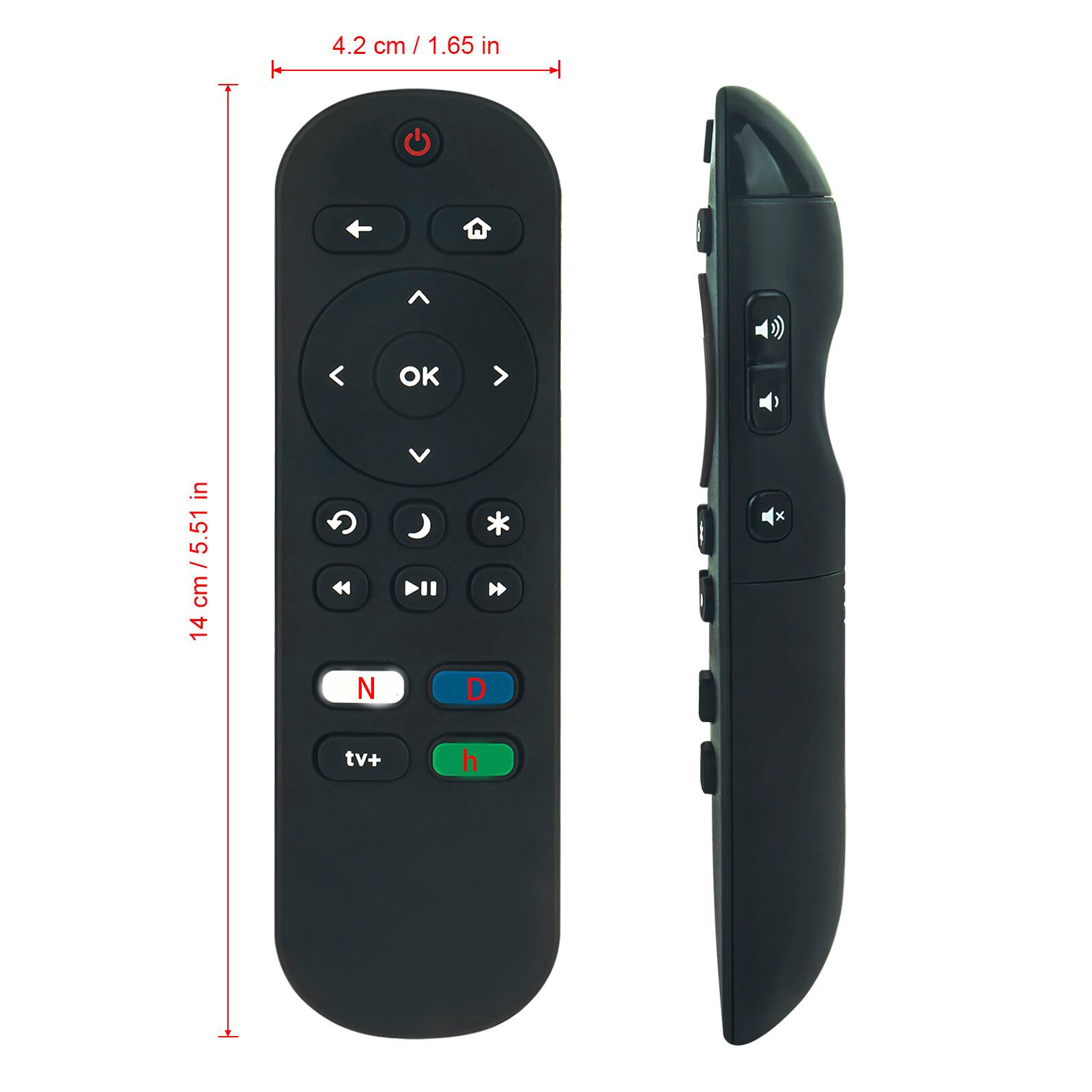 4.2 cm / 1.65 in  
14 cm / 5.51 in