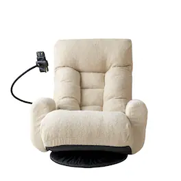Boyel Living - 360 Rotating Foldable Adjustable Floor Lounge Chair Comfortable Seating for Living Room Bedroom Beige - White