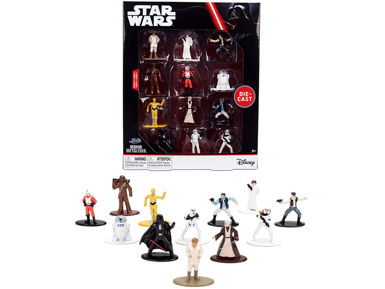 Set of 12 Diecast Figures "Star Wars" Movie Franchise "Nano Metalfigs" Series Diecast Models by Jada - Multicolor