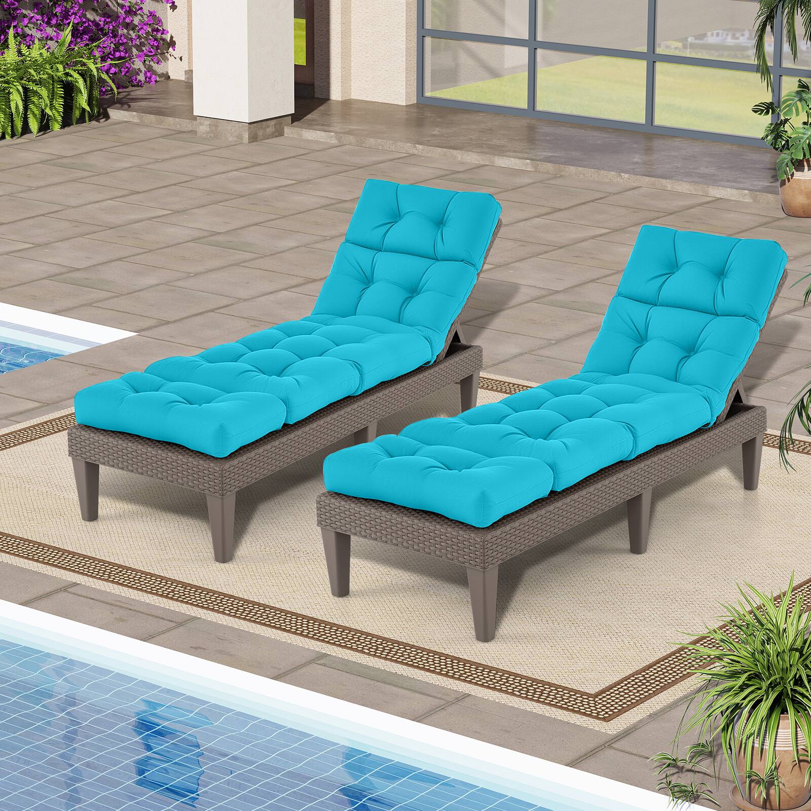 Alt View 1. Gymax - Gymax 4PCS 73'' Lounge Chaise Cushion Padded Recliner Cushion Indoor Outdoor - Blue.