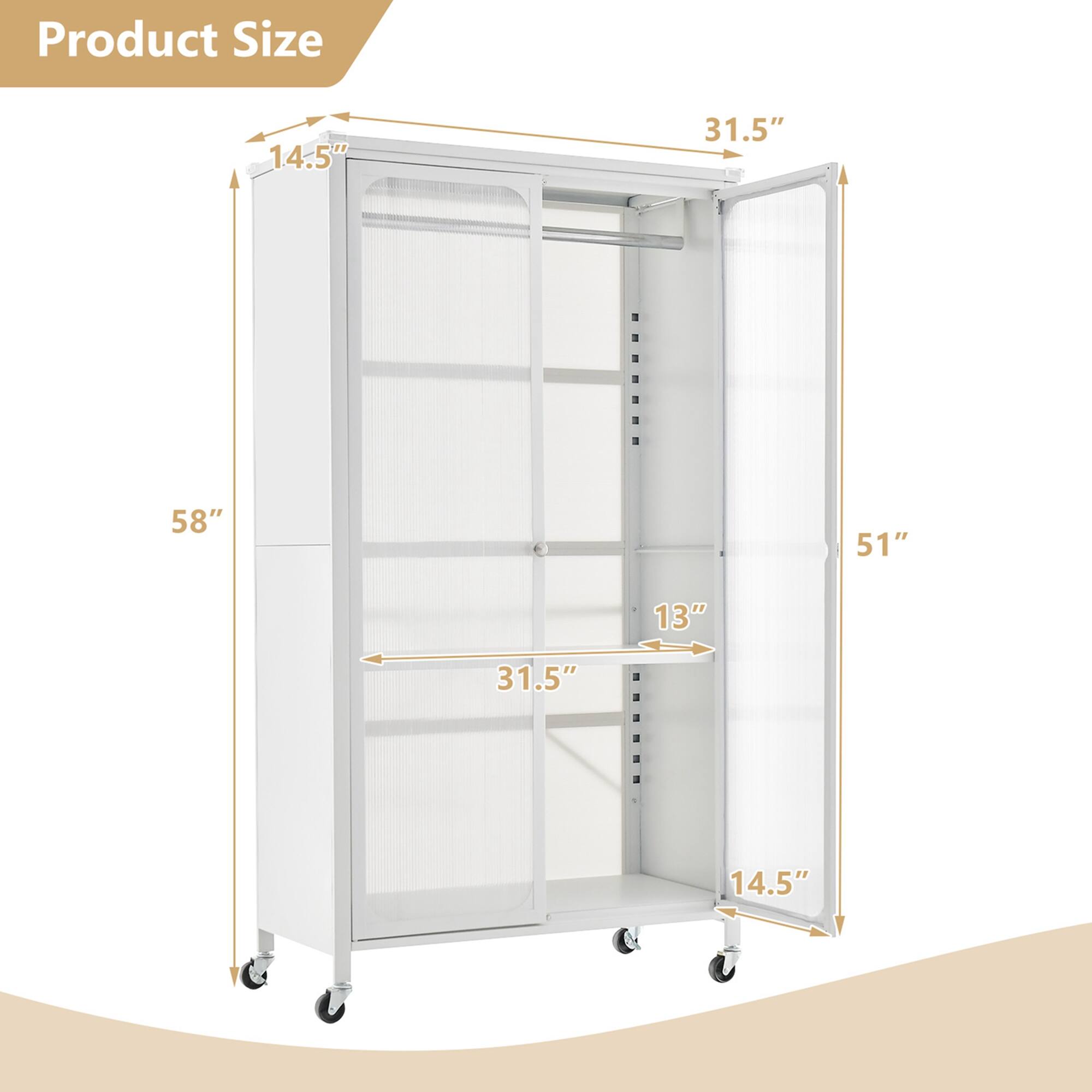 Product Size

- Height: 58"
- Width: 51"
- Depth: 31.5"
- Shelf Height: 13"
- Shelf Width: 31.5"
- Bottom Shelf Height: 14.5"
- Top Shelf Height: 14.5"