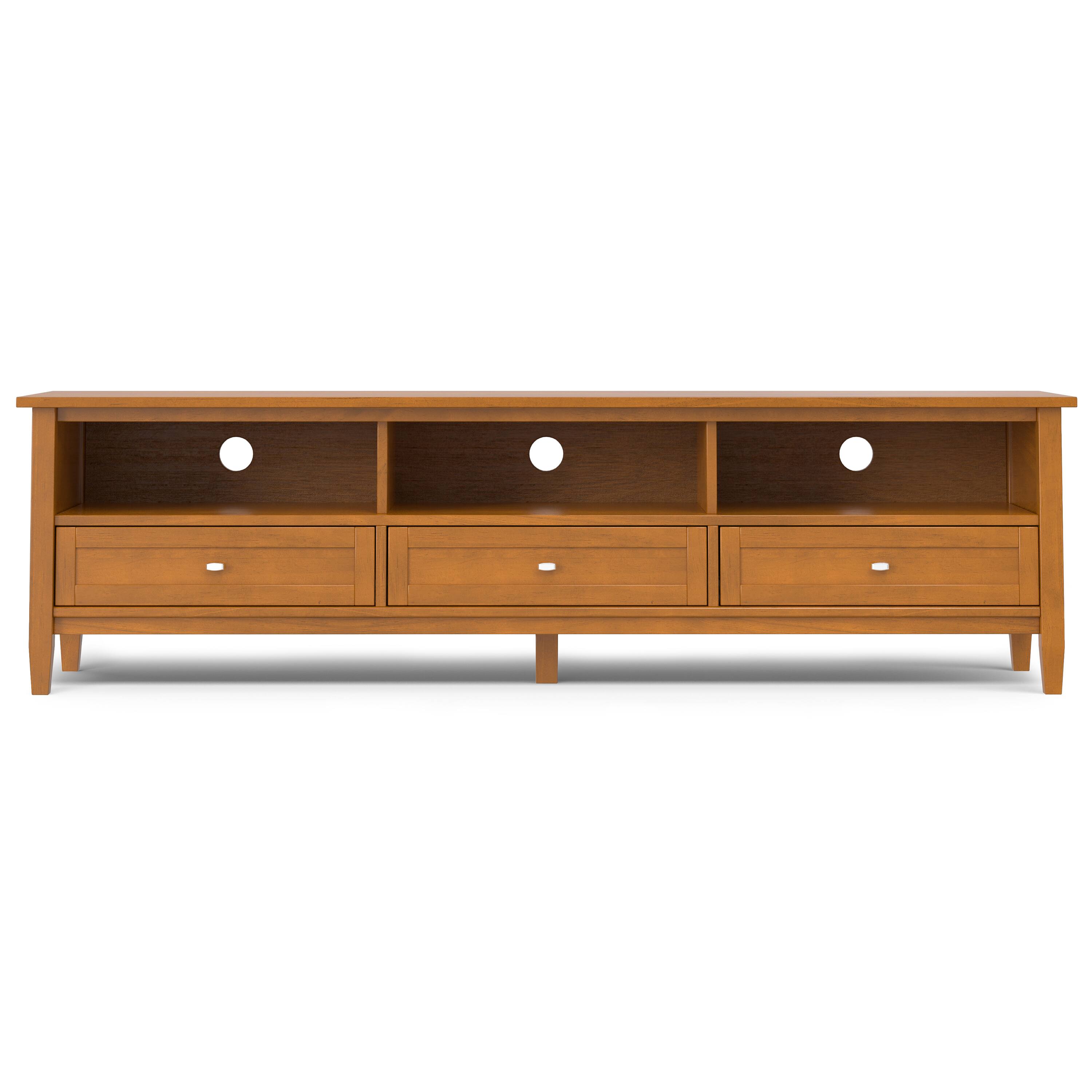 Left. Simpli Home - Warm Shaker SOLID WOOD 72 inch Wide Transitional TV Media Stand in Light Golden Brown For TVs up to 80 inches - Light Golden Brown.