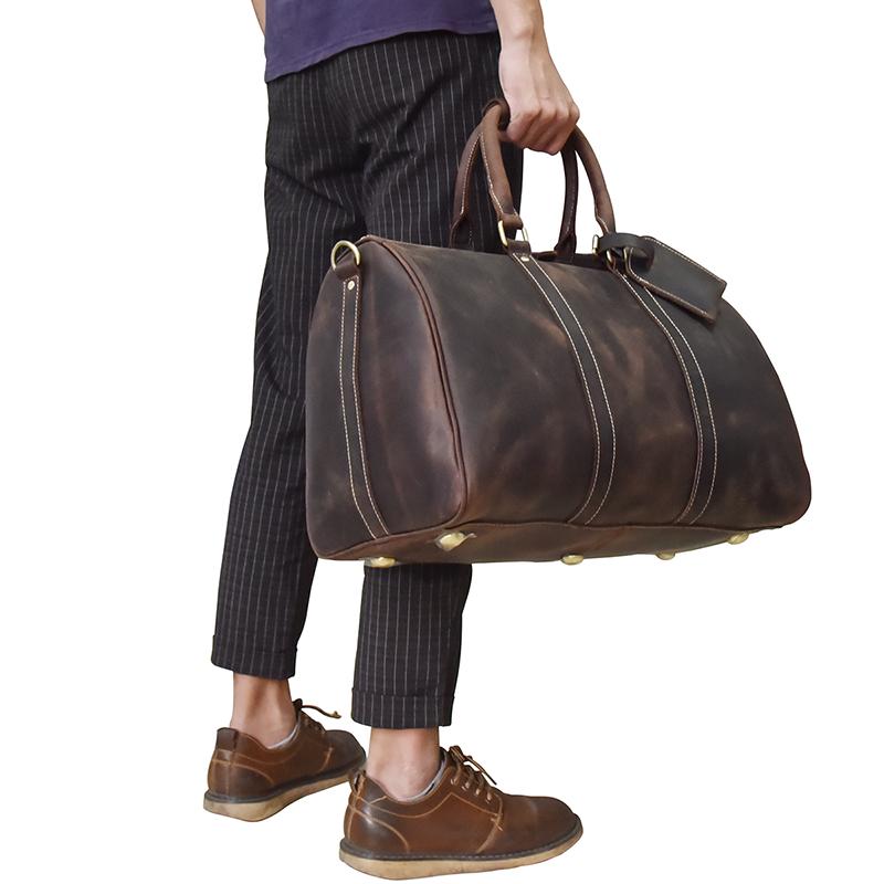 Back. Steel Horse Leather - The Bjarke Weekender | Handcrafted Leather Duffle Bag - Dark Brown.