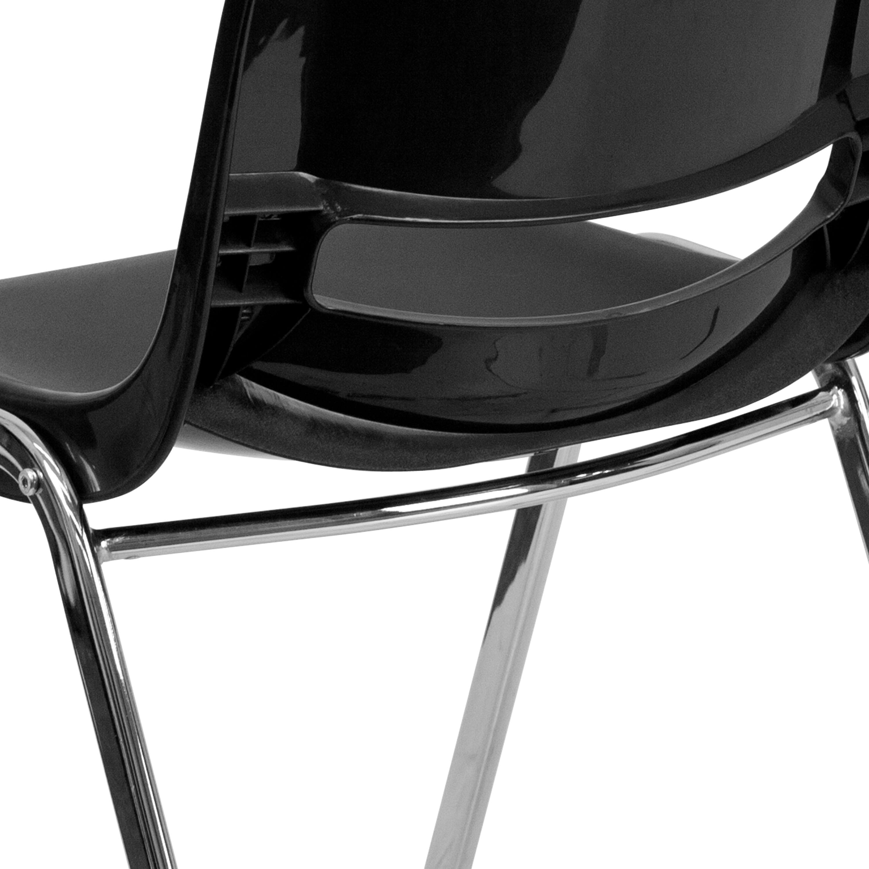 Alt View 8. Emma + Oliver - Ergonomic Chrome Stack Chair - 18" Seat Daycare Home School - Black Plastic/Chrome Frame.