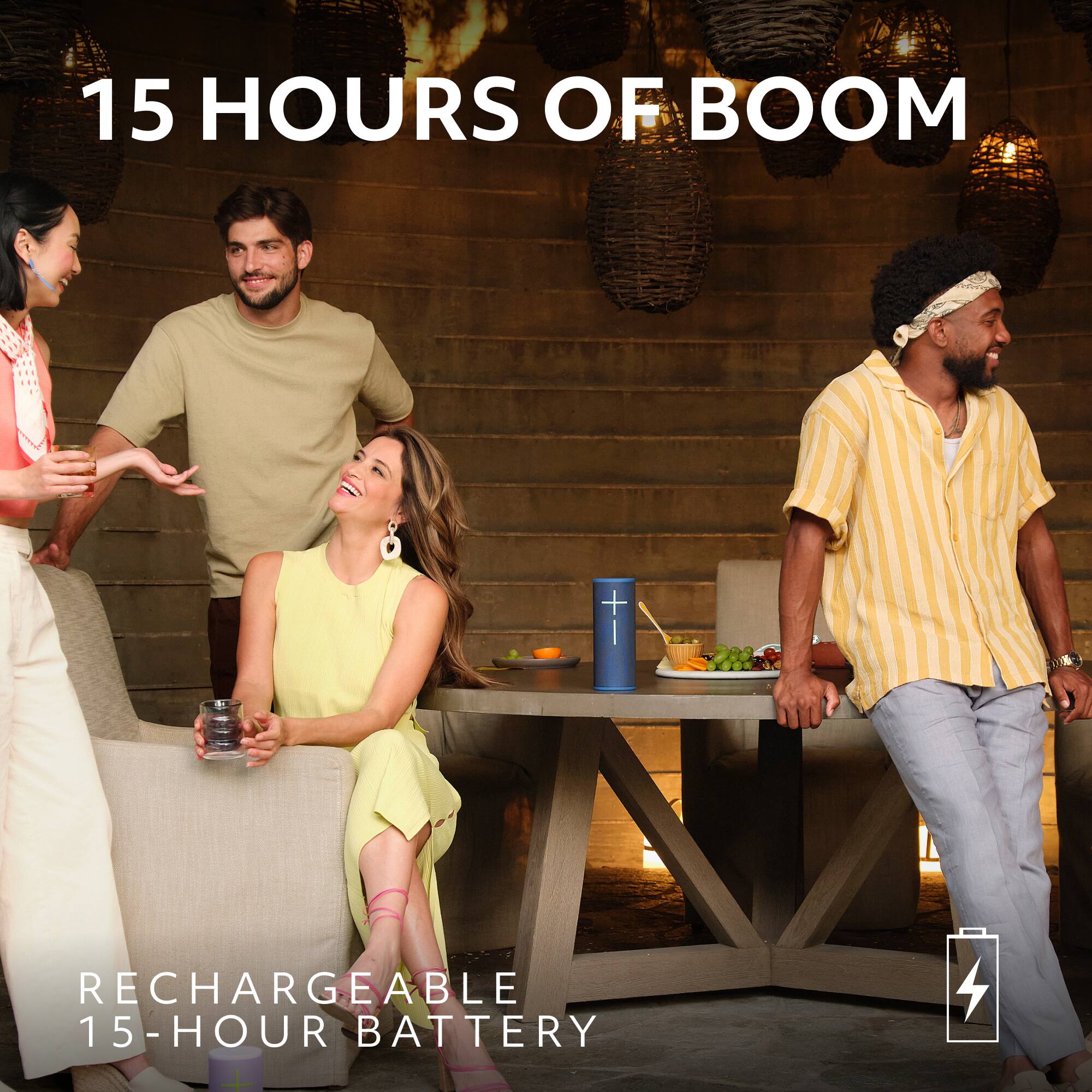 15 Hours of Boom + Rechargeable 15-Hour Battery