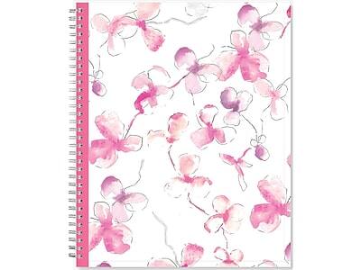 Front. Blue Sky - 2025 Orchid 8.5" x 11" Weekly & Monthly Planner, Plastic Cover - White/Pink.